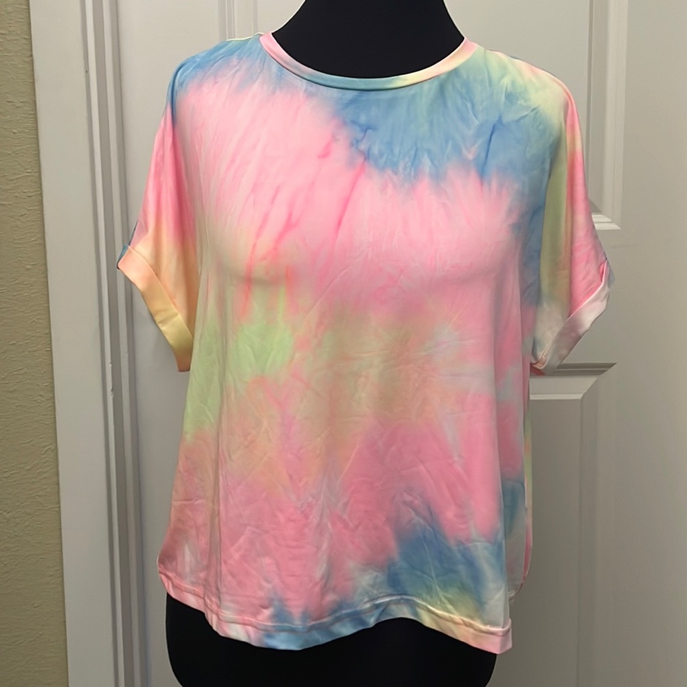 NWT MJori Tie Dye pastel Crop Top size L